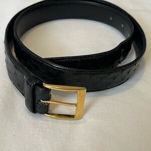 Maus & Hoffman Classic Black Leather Belt with Gold Buckle